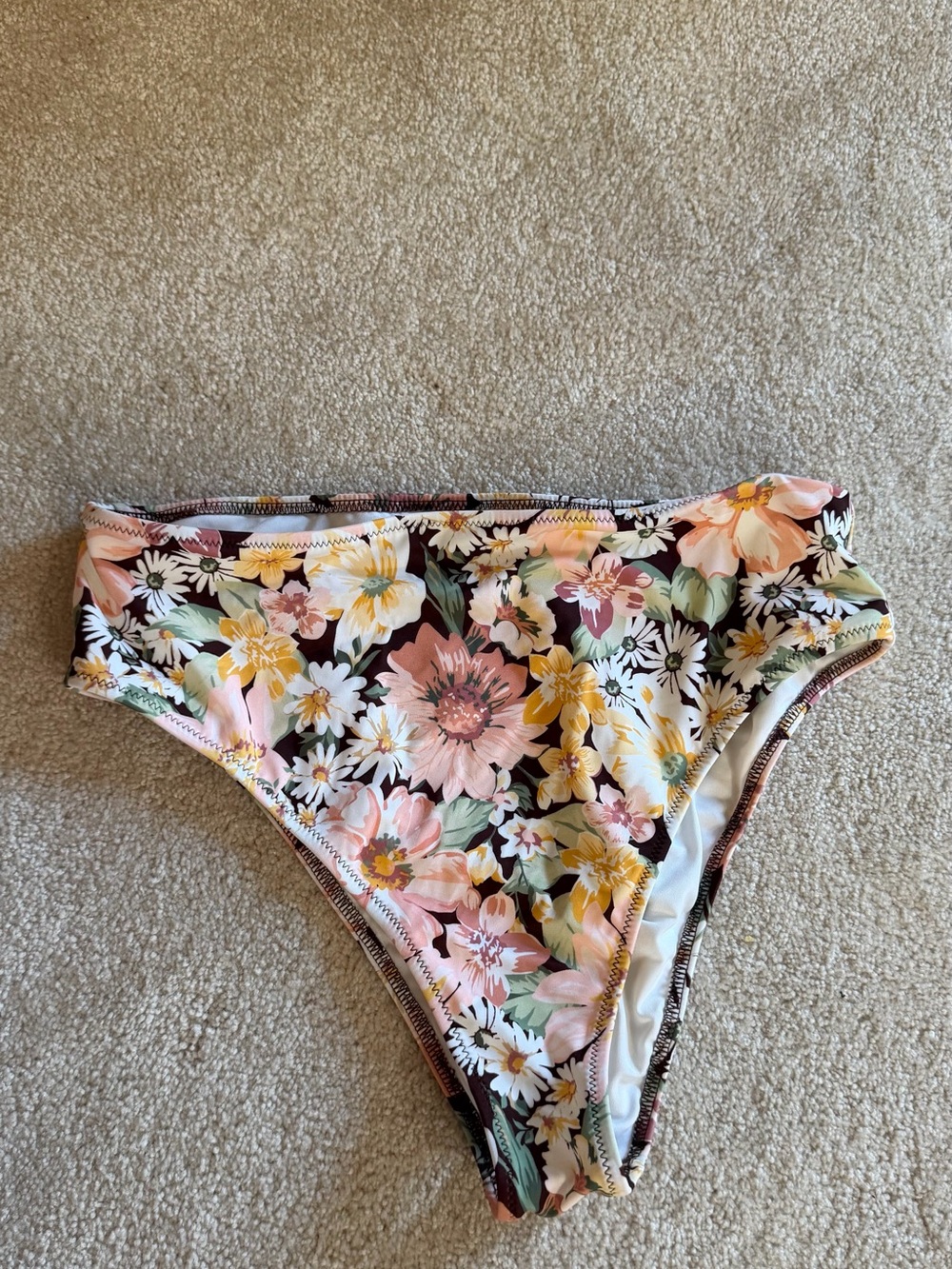 Shade & Shore Floral Bikini Bottom in Pink, Yellow & Brown